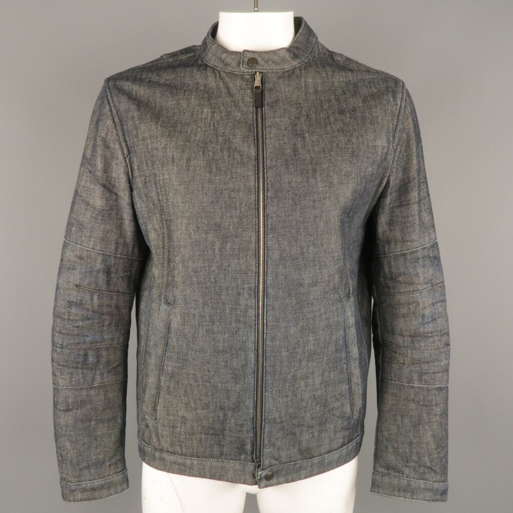 NEIL BARRETT L Indigo Navy Denim Biker Style Jacket